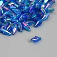 Бусины для творчества пластик "Ромб-кристалл голография синий" набор 20 гр 0,6х0,6х1,2 см Арт Узор