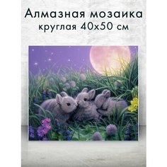 Алмазная мозаика (круглая) Милые кролики 40х50 см Colibri