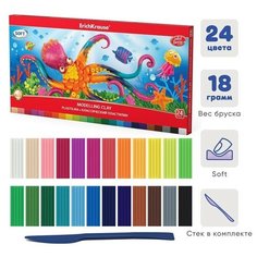 Пластилин 24 цвета, 432г, ErichKrause ArtBerry, со стеком, в картонной упаковке