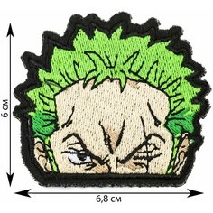 Нашивка, шеврон, патч (patch) Ван Пис Ророноа Зоро аниме One Piece, размер 6,8*6 см, 1 шт. Rocknrolla