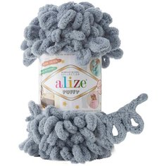 Пряжа для вязания ALIZE Puffy Ализе Пуффи: 428 (средне- серый) / 2 шт / 9 м / 100 г / 100% микрополиэстер / большие петли