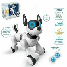 Робот-собака, радиоуправляемый "Интерактивная игрушка 20173-1", световые и звуковые эффекты, русская озвучка Тоу