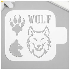 Трафарет для татуировки "Волк" 9х9 см Noname