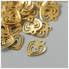 Декор для творчества металл "Тройное сердце" золото набор 200 шт 0,8х0,8 см, 3 штуки Арт Узор