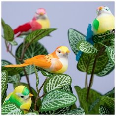 Декор на прищепке "Птица", микс, 10,5 х 4 х 4 см, 6 штук Noname