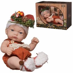Пупс Junfa Baby So Lovely 25см в нарядном кирпичного цвета платье в подарочной коробке WJ-30414
