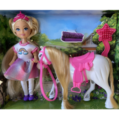 Кукла Анна, руки и ноги сгибаются, лошадка и аксессуары в комплекте Карапуз