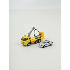 Машинка Play Smart Эвакуатор металлическая инерционная 2 штуки в упаковке (серый)