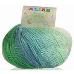 Пряжа Alize Baby Wool Batik мятно-голубой (4389), 40%шерсть/20%бамбук/40%акрил, 175м, 50г, 2шт