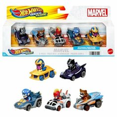 Set Of 5 Die-Cast Hot Wheels Cars With Marvel Characters As Drivers - Набор из 5 автомобилей Hot Wheels с персонажами Марвел HPN40