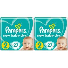 Pampers Подгузники, New Baby-Dry Mini, 4-8 кг, 27 шт/уп, 2 уп