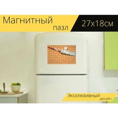Магнитный пазл "Зубная паста, трубка, стоматологическая помощь" на холодильник 27 x 18 см. Lots Prints