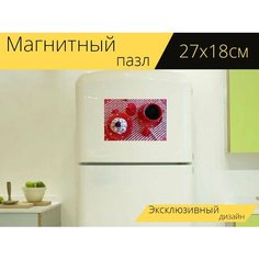 Магнитный пазл "Кофе, кофейный напиток, чашка" на холодильник 27 x 18 см. Lots Prints