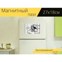 Магнитный пазл "Акула, животное, контур" на холодильник 27 x 18 см. Lots Prints