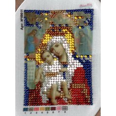 Набор для вышивания бисером на искусственном шелке WOMAN HOBBY Божья матерь Достойно есть, 6*8см