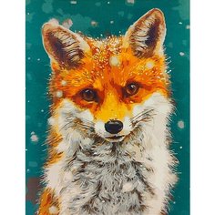 Картина по номерам "лиса, лисица , лисичка в цветах попарт, зима , снег" 40x50 см Paintboy