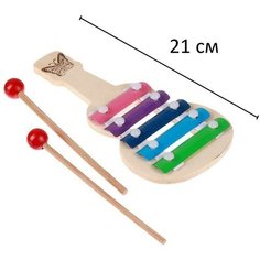 Металлофон «Гитара» 21×10,5 × 1,5 см, 2 палочки, микс Noname