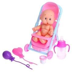 Пупс «Малыш» в коляске, с ванной и аксессуарами, микс Noname
