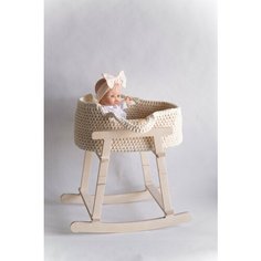 "Кукольная люлька" с подставкой - переноска для кукол длиной до 38 сантиметров в молочном цвете S.Neba.Dolls