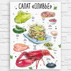 Картина по номерам на холсте новый год рождество (оливье, салат, новогодняя еда) - 12871 40х30 Бруталити