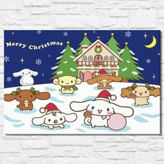Картина по номерам на холсте новый год рождество (куроми, май мелоди, хеллоу китти, синнаморолл, милота) - 13124 40х60 Бруталити