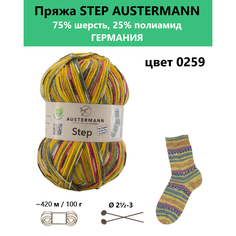 Пряжа носочная для вязания спицами STEP 0259 Austermann
