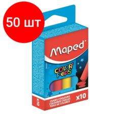 Комплект 50 наб, Мел Maped COLORPEPS цветной, круглый, средн. тверд,593501
