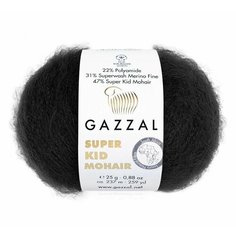Пряжа GAZZAL SUPER KID MOHAIR (Gazzal), т. графит - 64409, 47% супер кидмохер, 31% тонк. мерин. шерсть супервош, 22% полиамид, 6 мотков, 25 г, 237 м.