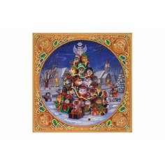 Канва с рисунком для вышивки бисером GLURIYA Мурчащая елка, 20*20см, 1шт