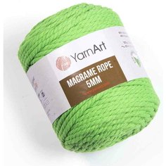 Пряжа YarnArt Macrame Rope 5mm ярко-зеленый (802), 60%хлопок/ 40%вискоза/полиэстер, 85м, 500г, 1шт