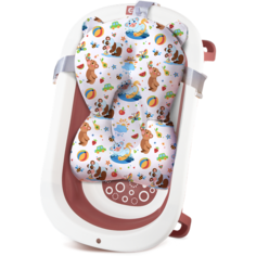 Комплект для купания новорожденных LaLa-Kids, матрасик-горка для купания, ванночка коричневый