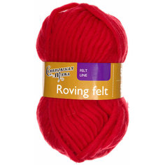 Пряжа Семеновская Roving felt (Валя) кармин (213), 100%шерсть, 50м, 50г, 1шт