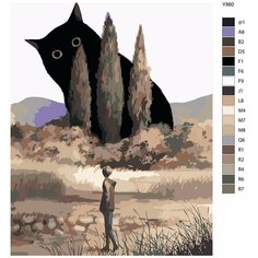 Картина по номерам Y-860 "Большой черный кот прячется" 80x100 Brushes Paints