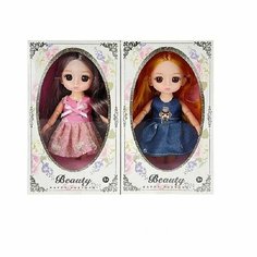 Игрушка шарнирная кукла в платье, рост 15 см, подарок для девочки, красивая коробка, цвет волос и платья в ассортименте, ZR-311 Zhorya