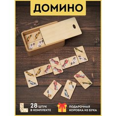 Домино детское в коробке из бука, развивающие деревянные карточки "Домино для детей: Служебные автомобили", фанера 4мм. Riform