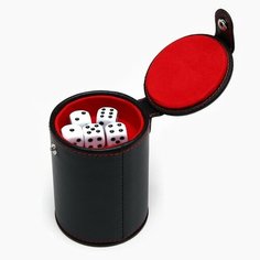--- Кожаный стакан для игральных костей, 5 кубиков в комплекте, 7.9 х 10.2 см