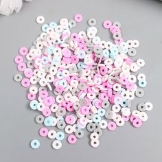 Бусины для творчества PVC "Колечки розово-голубые" набор ≈ 330 шт 0,1х0,6х0,6 см ТероПром 9127281