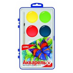 LORI Акварельные краски MAX с кистью (Акв-001/01), 6 цв.