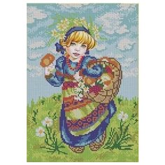 Galla Collection Набор для вышивания бисером Девочка с лукошком 21 х 30 см (Л303)