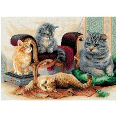 Риолис Набор для вышивания Кошачье семейство 40 x 30 см (1327) разноцветный