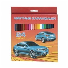Карандаши цветные "VK" -Автопанорама- 24 цв.- с заточ. в карт. короб. с европодвесом Hatber
