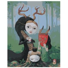 Лесные друзья в масках Раскраска картина по номерам на холсте