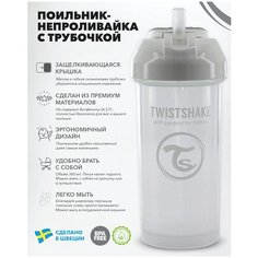 Детский поильник-непроливайка с трубочкой Twistshake Straw Cup, 360 мл, от 6 мес. Белый