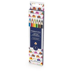 Карандаши BrunoVisconti, цветные, 6 цветов , HappyColor, Арт. 30-0051, упаковка в ассортименте