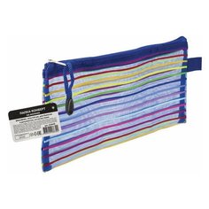 BRAUBERG Папка-конверт на молнии малого формата (255х130 мм), сетчатая ткань, brauberg stripes , 224048, 12 шт.