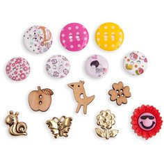 Набор декоративных пуговиц в контейнере для девочки, 84 шт Айрис