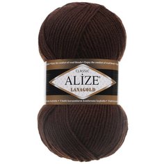 Пряжа Alize Lanagold, 49 % шерсть, 51 % акрил, 100 г, 240 м, 5 шт., 26 коричневый