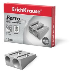 Точилка металлическая 2 отверстия Erich Krause FERRO PLUS, алюминий, отверстия диаметром 8 мм и 11 мм (12 шт)