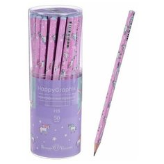 Карандаш чернографитный 2 мм Happy Graphix «Единороги», НВ, трёхгранный Bruno Visconti