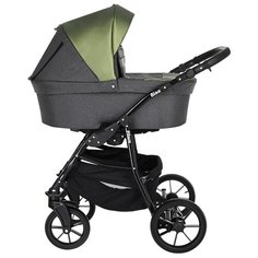 Универсальная коляска Pituso Nino 2 в 1, Antracyt+Кожа Metalic Olive, цвет шасси: черный